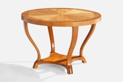 Swedish Designer, Side Table, Oak, Burl, Sweden, 1930s