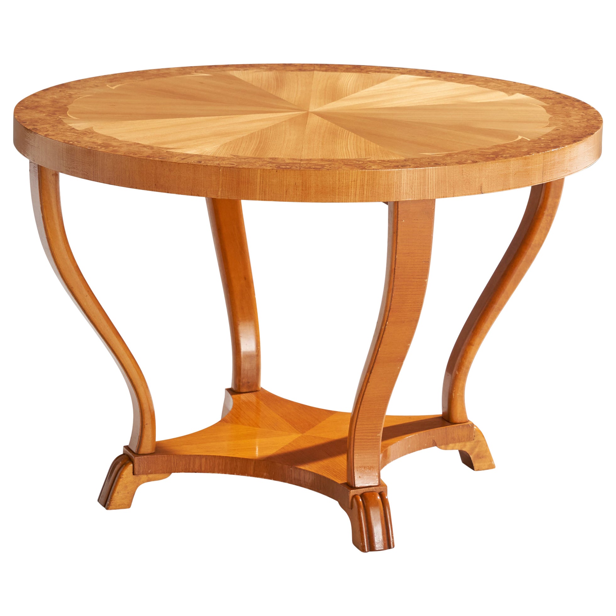 Swedish Designer, Side Table, Oak, Burl, Sweden, 1930s