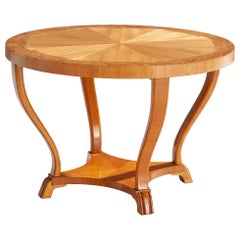 Swedish Designer, Side Table, Oak, Burl, Sweden, 1930s