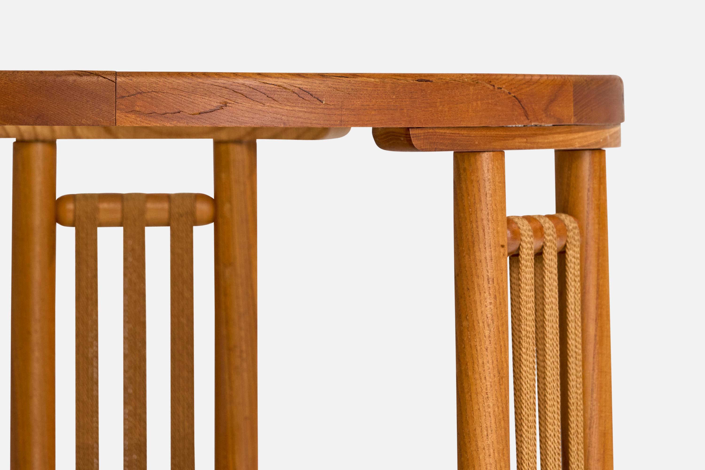 Schwedischer Designer, Beistelltisch, Eiche, Glas, Stoff, Schweden, 1940er Jahre im Angebot 2