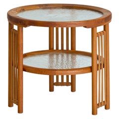 Tavolino di design svedese, Oak, vetro, Fabrice, Svezia, anni '40