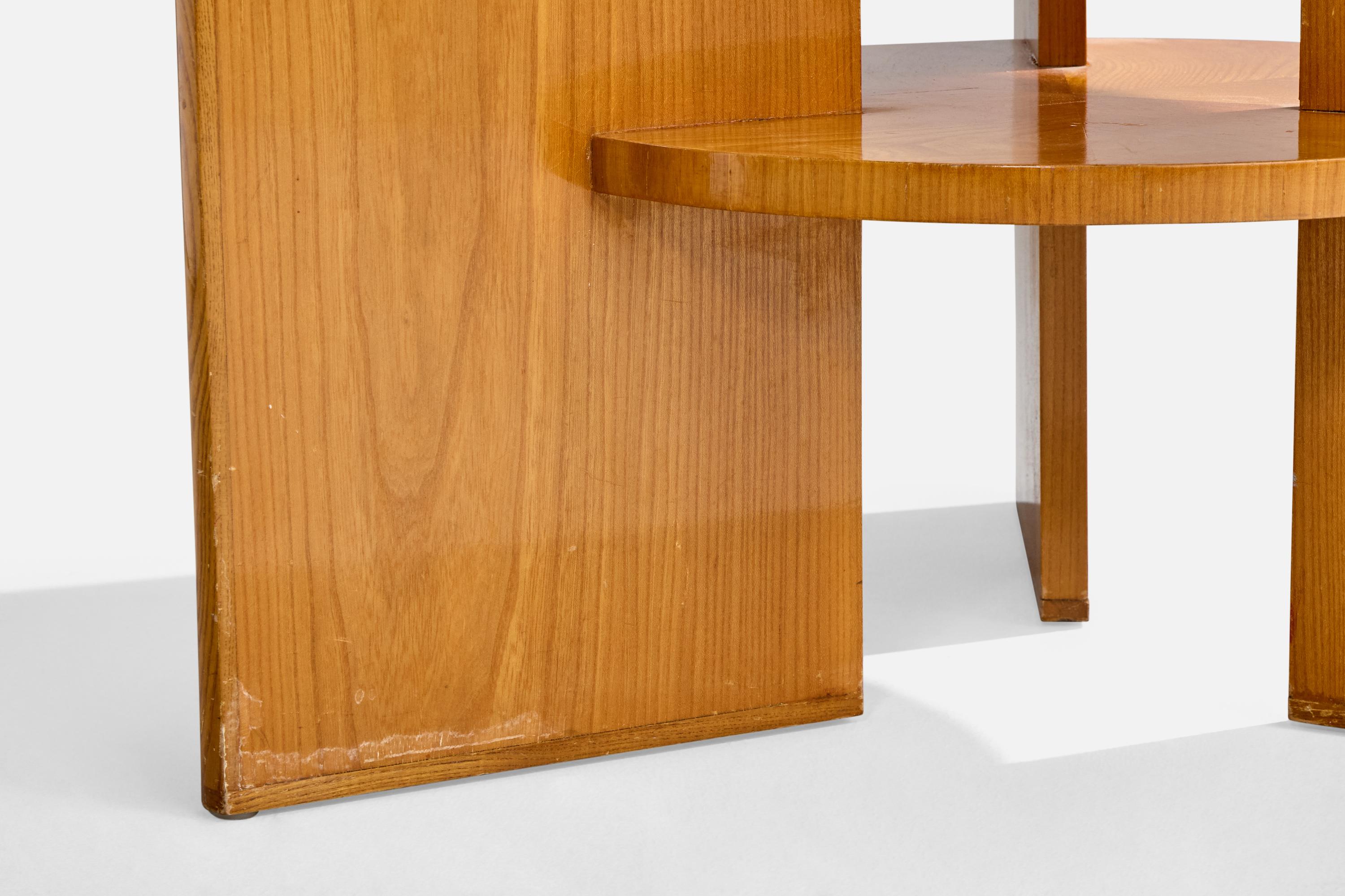 Designer suédois, table d'appoint, chêne, verre, Suède, années 1940 en vente 2