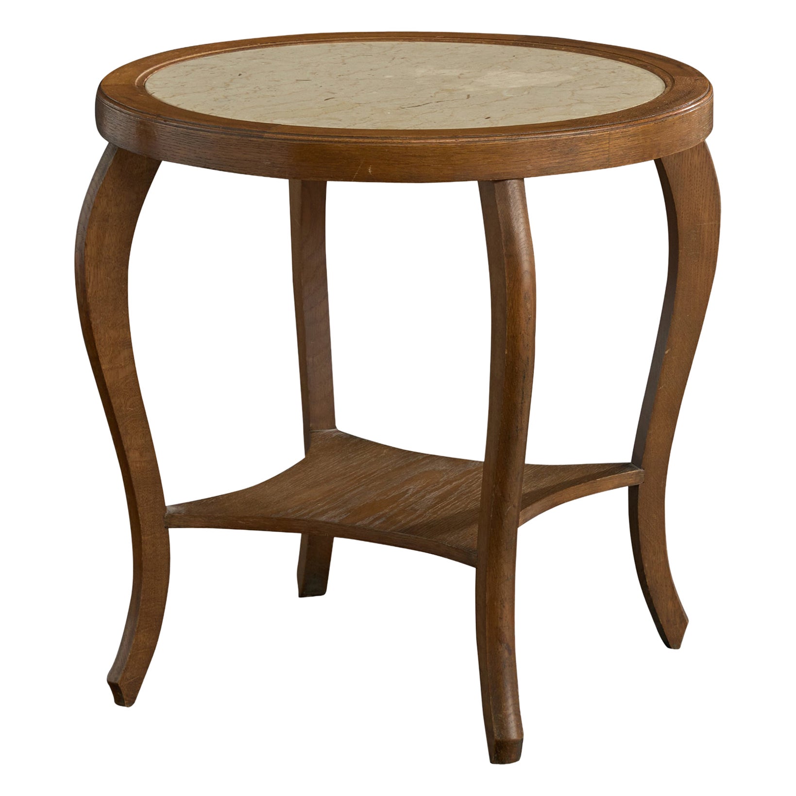 Swedish Designer, Side Table, Oak, Marble, Sweden, 1930s
