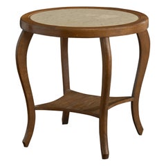 Swedish Designer, Side Table, Oak, Marble, Sweden, 1930s