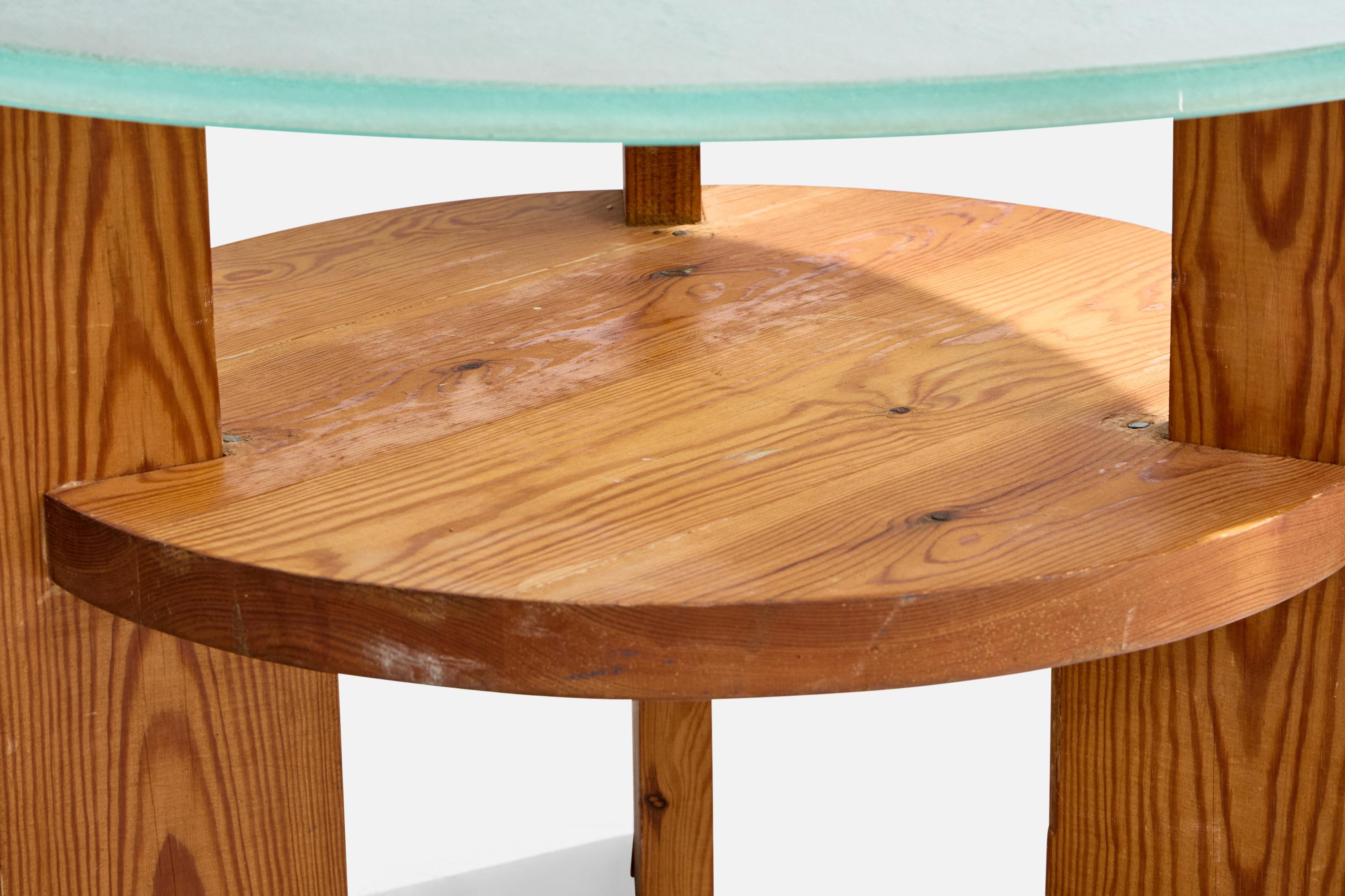 Swedish Designer, Side Table, Pine, Glass, Sweden, 1930s For Sale 3