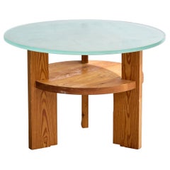 Swedish Designer, Side Table, Pine, Glass, Sweden, 1930s