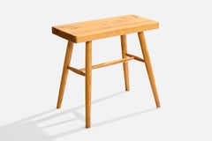 Swedish Designer, Side Table, Pine, Sweden, 1970s