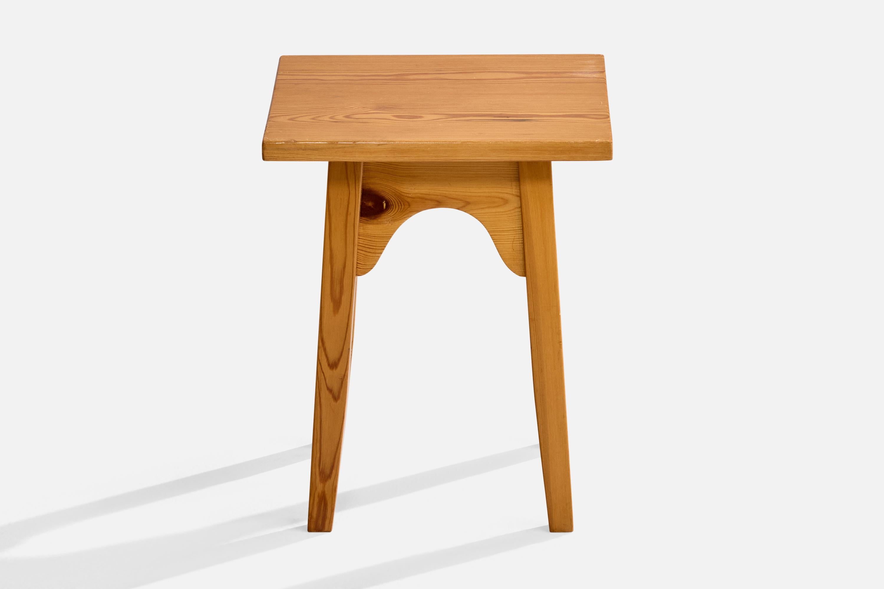 Mid-Century Modern Swedish Designer, Side Table, Pine, Sweden, 1970s For Sale