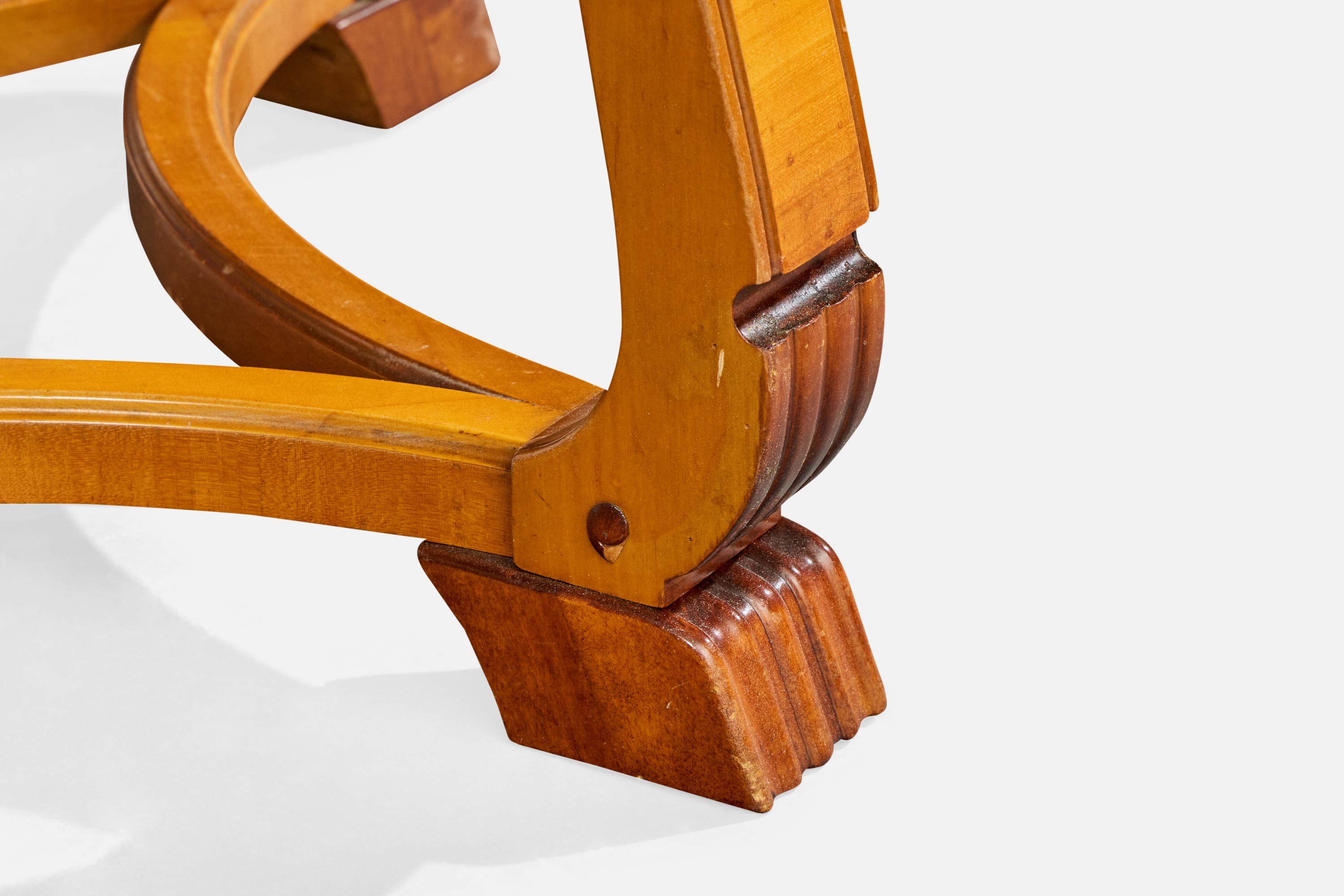 Tavolino svedese di design, Wood, radica, Svezia, anni '30 in vendita 5