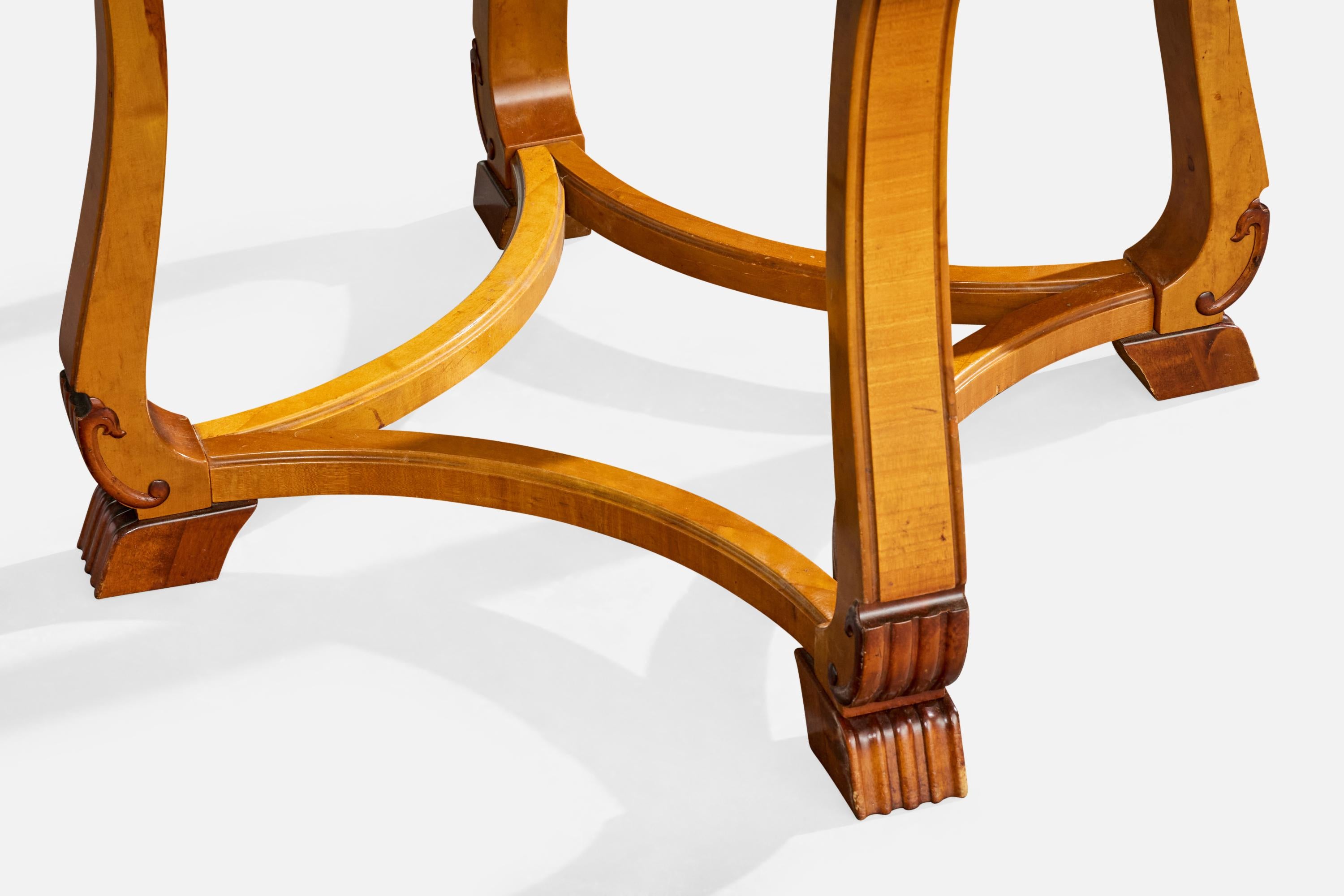 Tavolino svedese di design, Wood, radica, Svezia, anni '30 in vendita 2