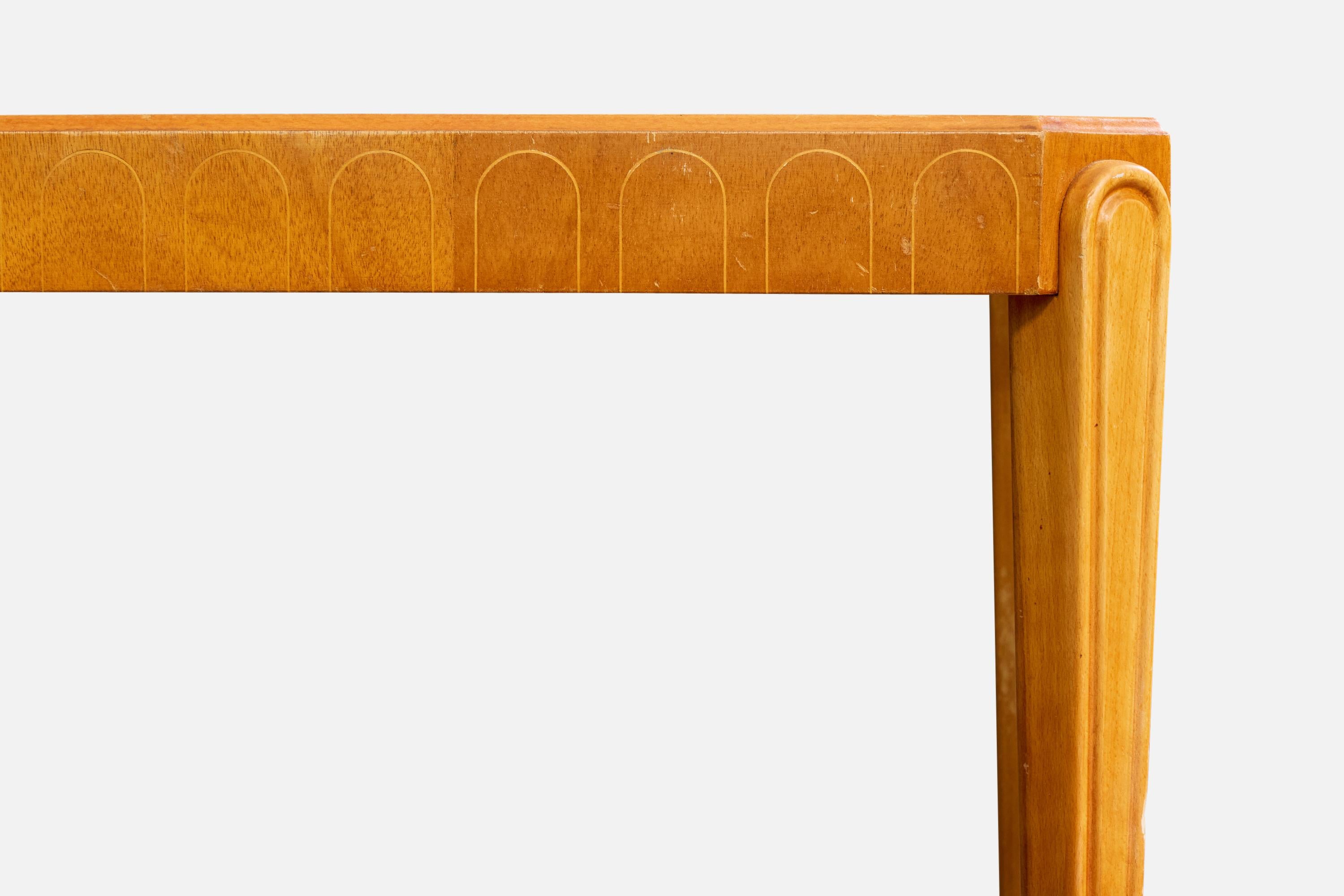 Swedish Designer, Side Table, Wood, Glass, Sweden, 1930s État moyen - En vente à High Point, NC