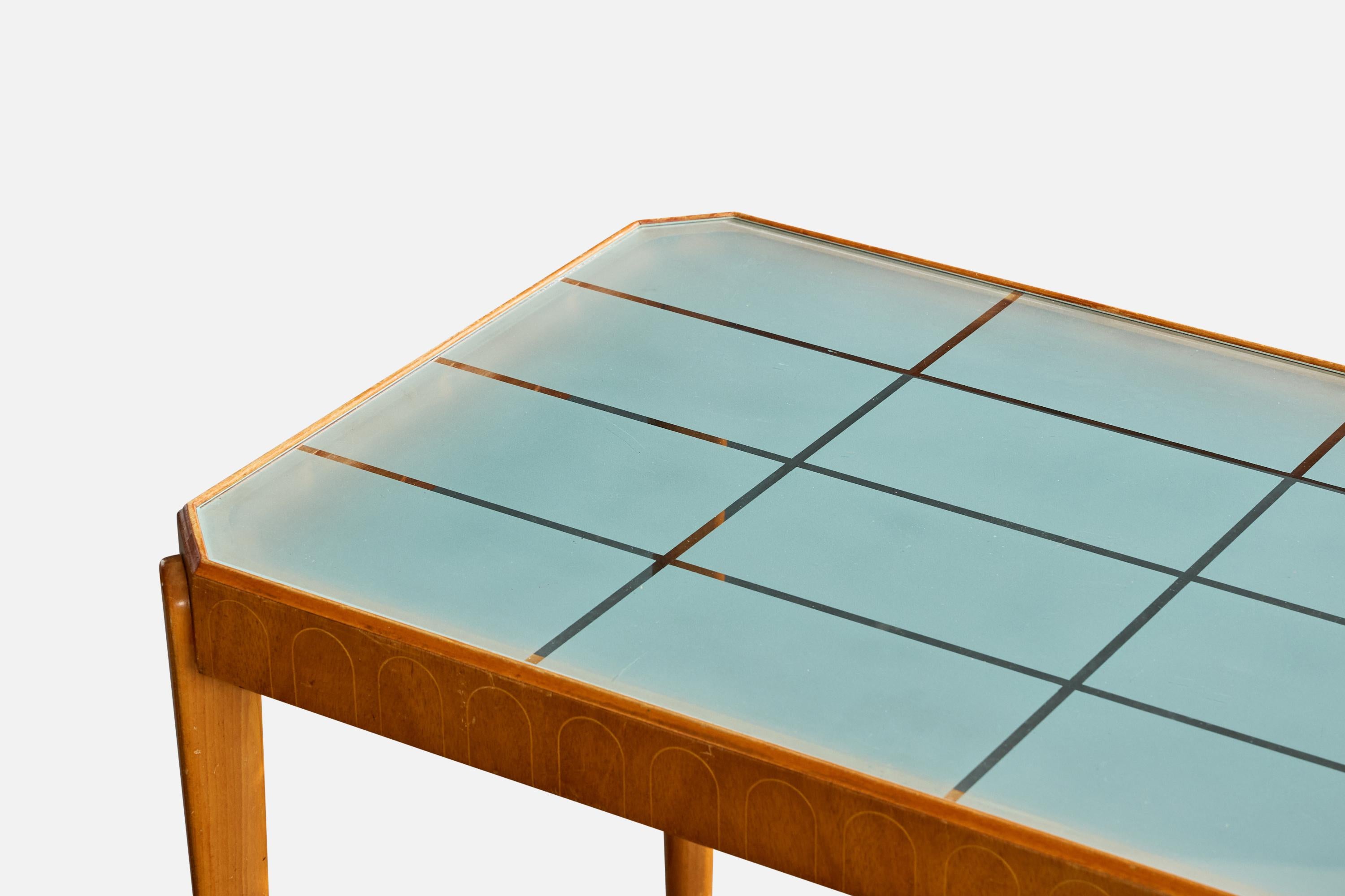 Milieu du XXe siècle Swedish Designer, Side Table, Wood, Glass, Sweden, 1930s en vente