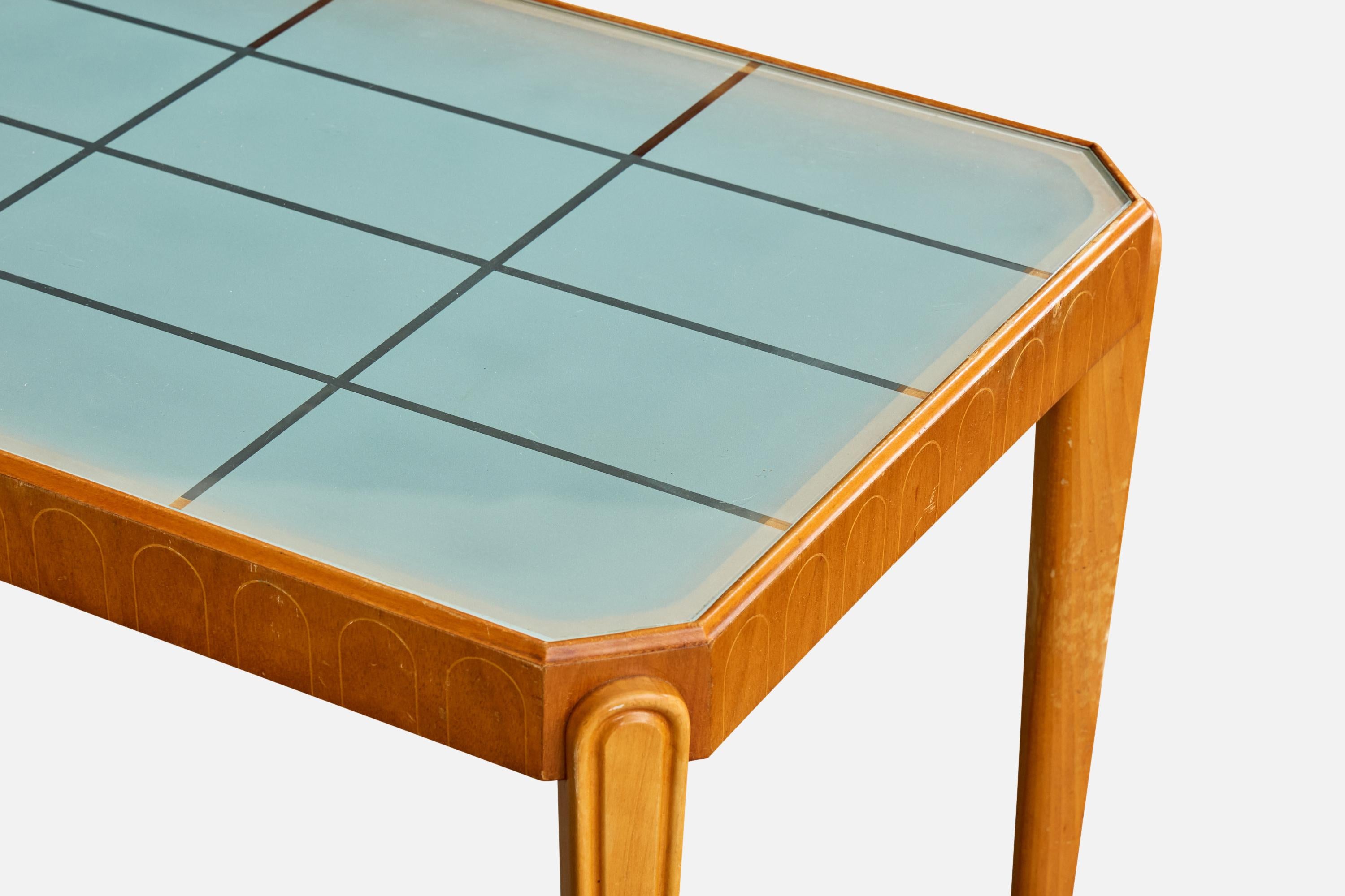 Verre Swedish Designer, Side Table, Wood, Glass, Sweden, 1930s en vente