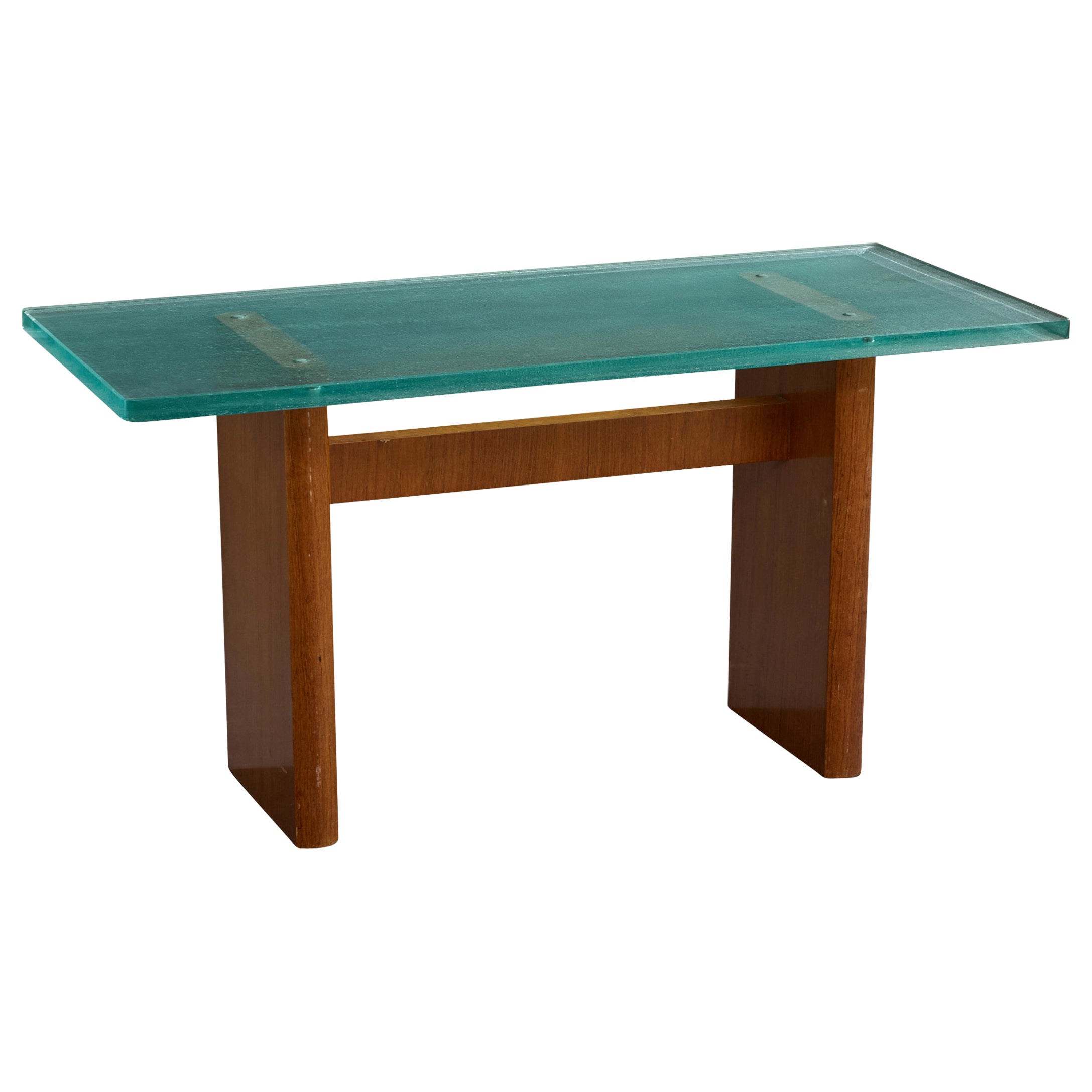 Designer suédois, table d
appoint, Wood, verre, Suède, années 1940 en vente