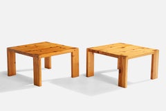Swedish Designer, Side Tables, Pine, Sweden, 1970s