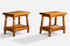 Designer suédois, tables d'appoint, pin, Suède, années 1970