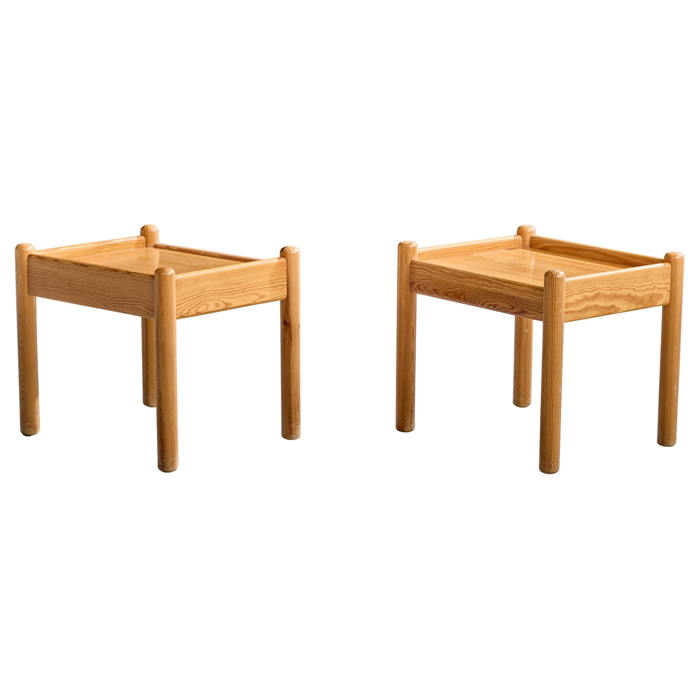 Swedish Designer, Side Tables, Pine, Sweden, 1970s