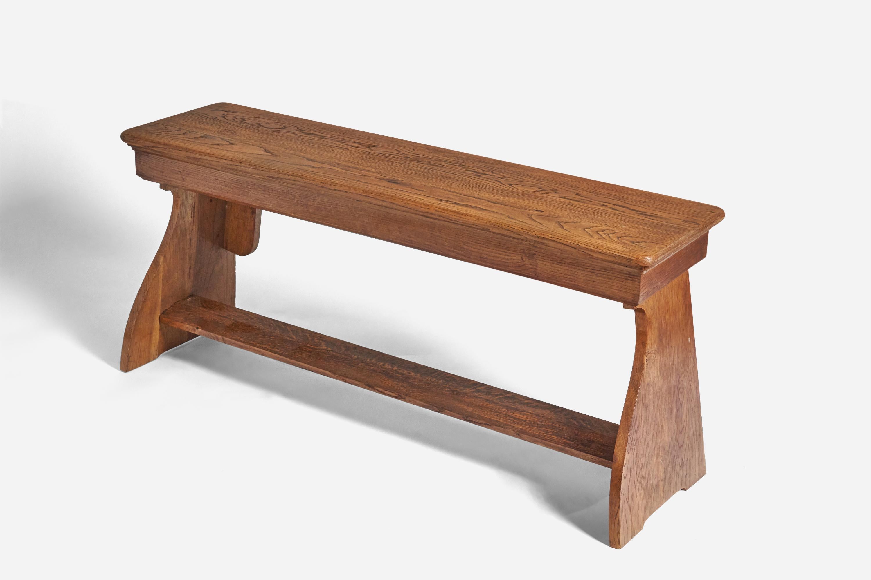 Scandinavian Modern Swedish Designer, Sizable Bench, Solid Oak, Sweden, 1920s For Sale