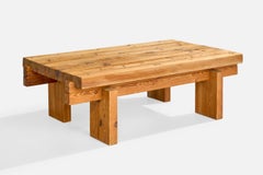 Swedish Designer, Sizable Coffee Table, Pine, Sweden, 1970s