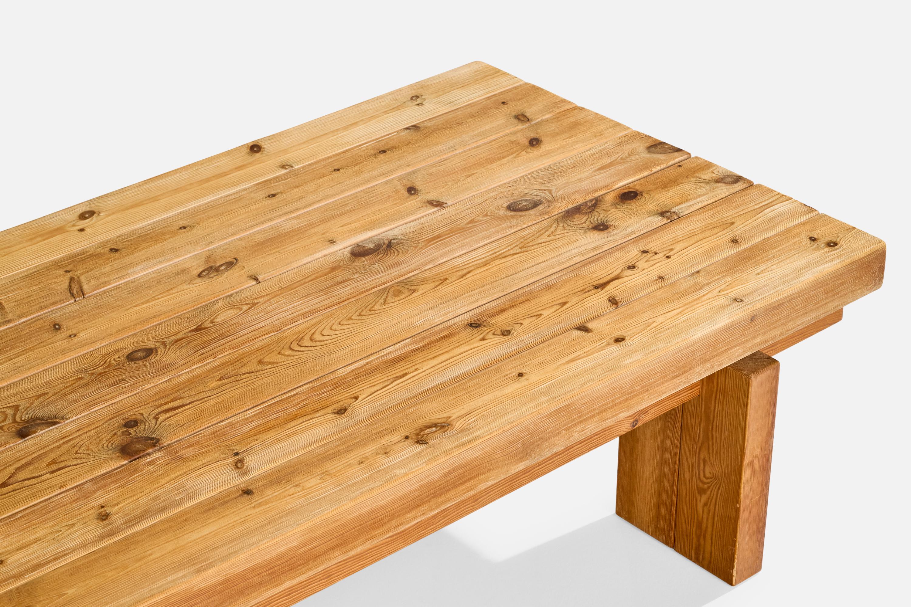 Schwedischer Designer, Couchtisch aus Kiefernholz, Schweden, 1970er Jahre im Angebot 3