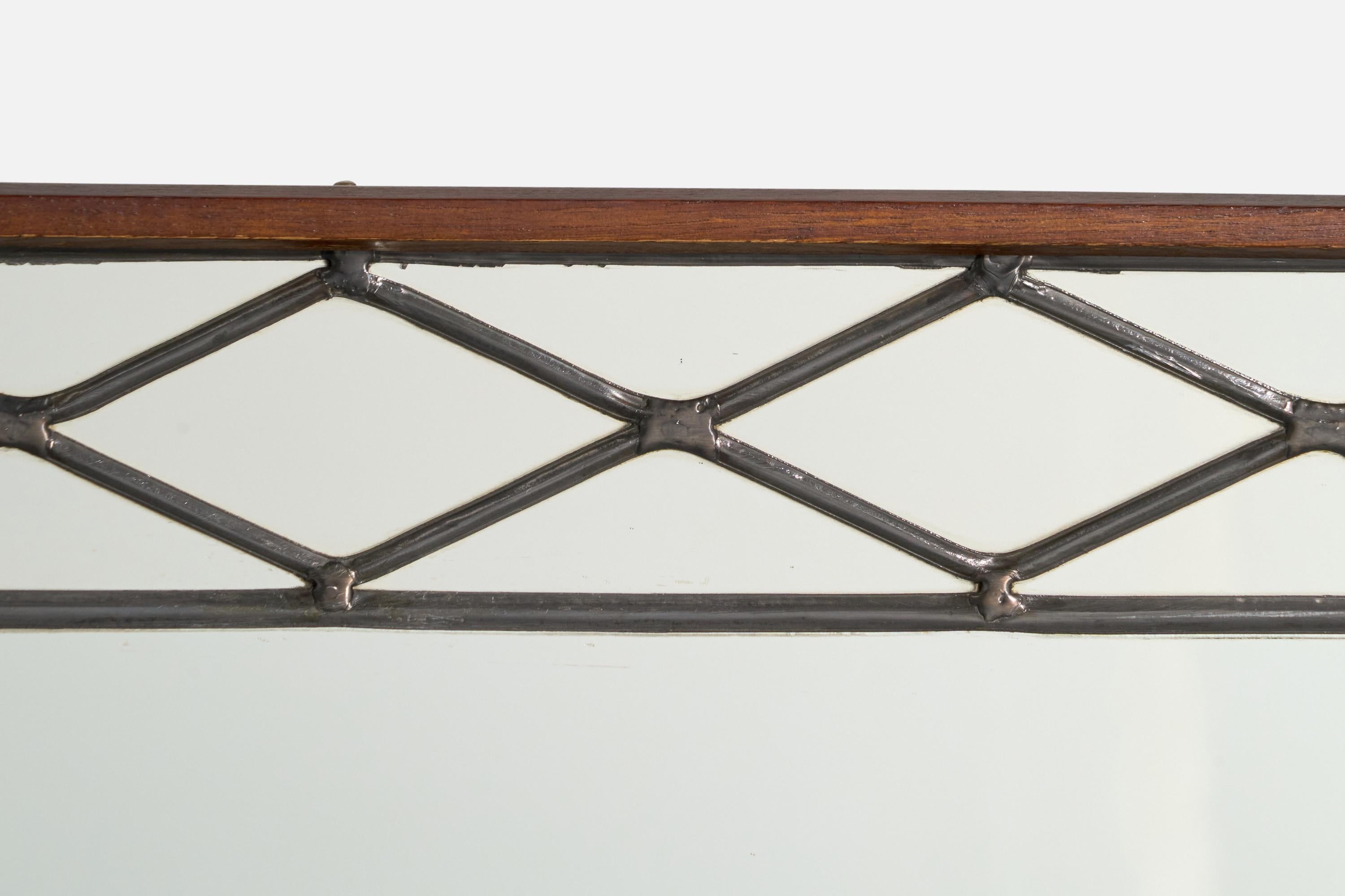 Schwedischer Designer, ausziehbarer Wandspiegel, Teakholz, Zinn, Schweden, 1950er Jahre 3