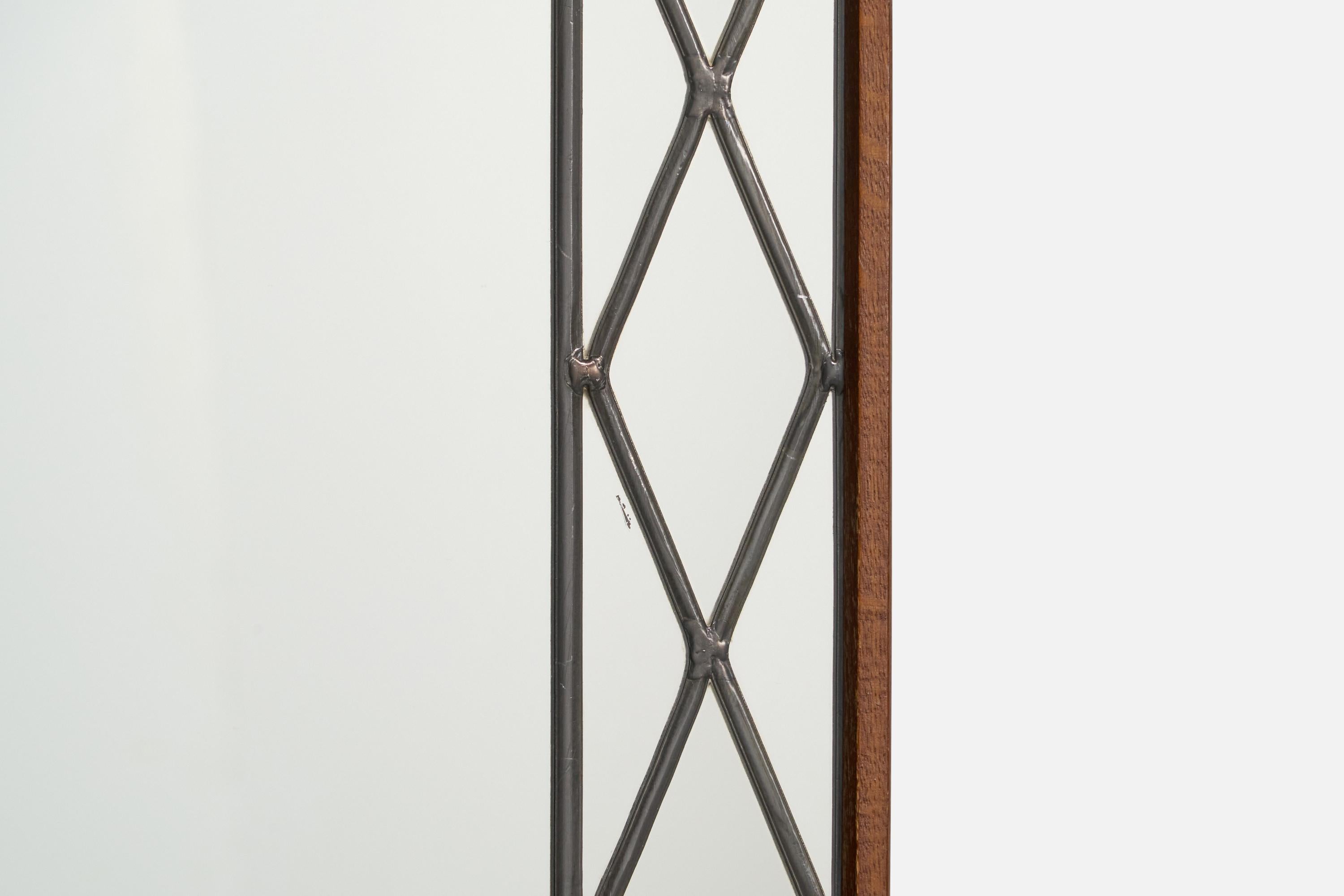 Schwedischer Designer, ausziehbarer Wandspiegel, Teakholz, Zinn, Schweden, 1950er Jahre 4