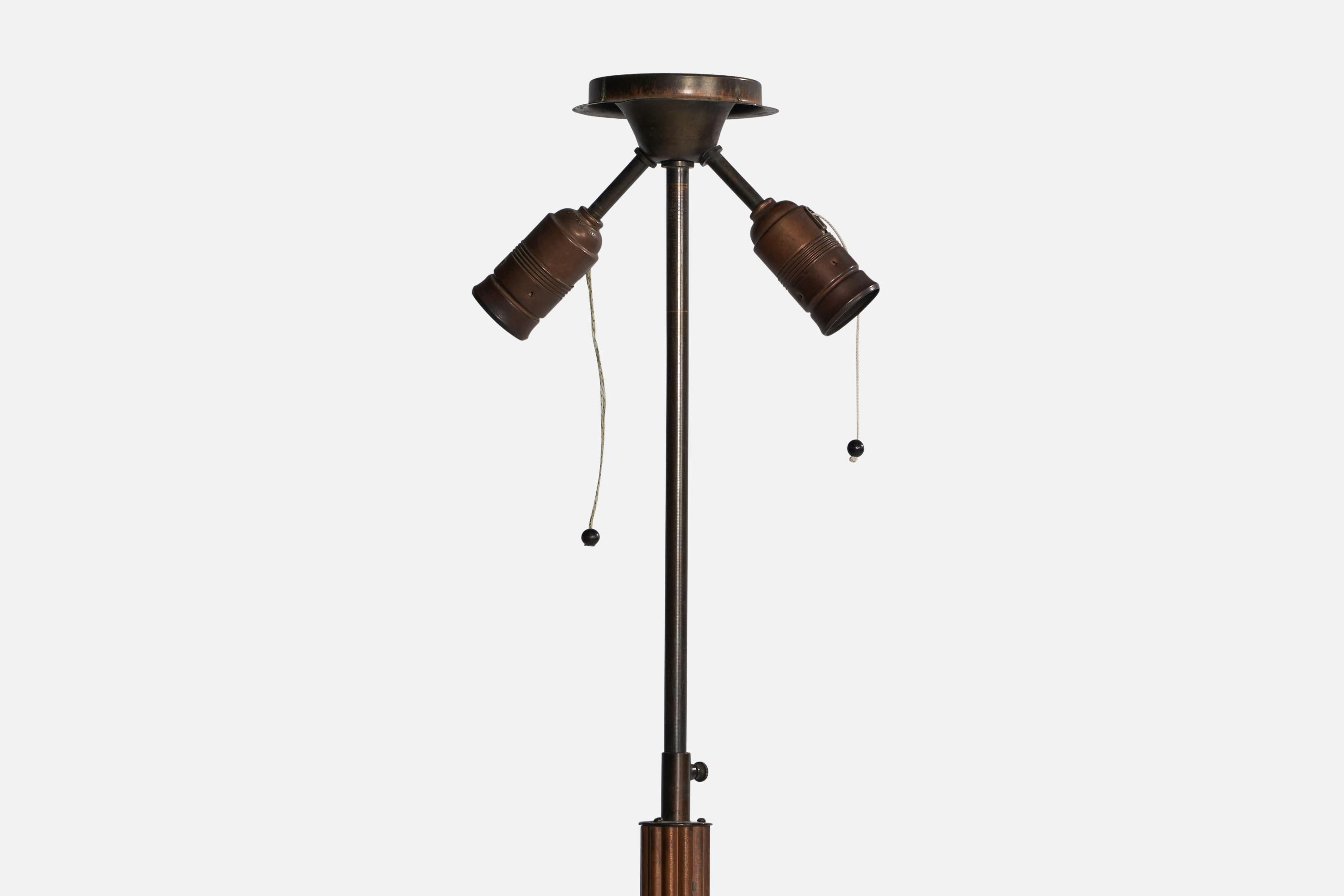 Early 20th Century Swedish Designer, Sizeable Floor Lamp, Copper, Paper, Sweden, 1920s For Sale