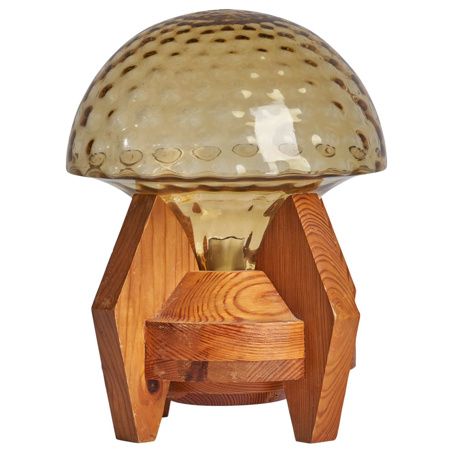 Designer suédois, lampe de bureau de taille, pin, verre, Suède, 1970
