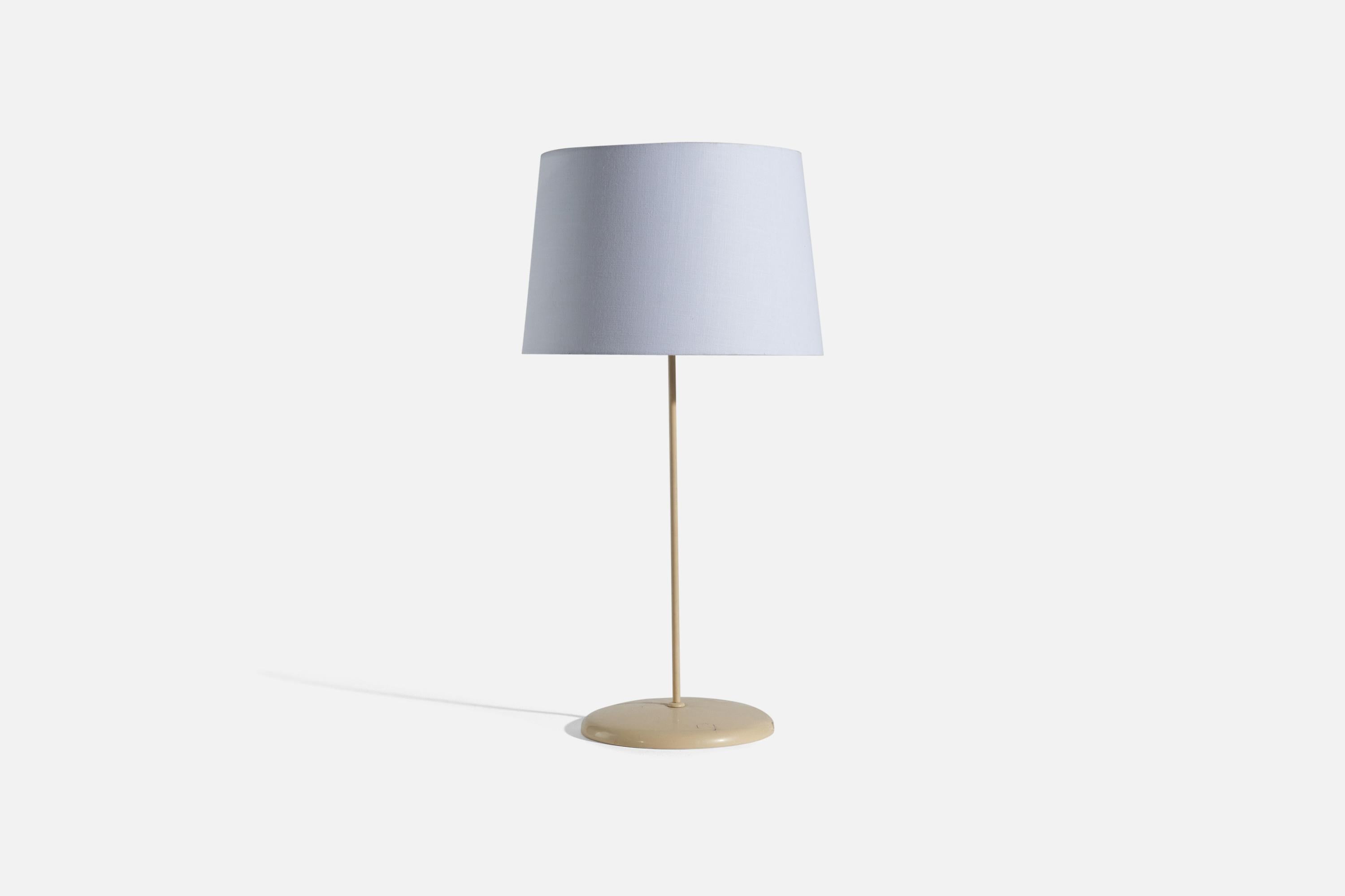 Modern Swedish Designer, Sizeable Table Lamps, Beige-lacquered Metal, Sweden, 1950s For Sale