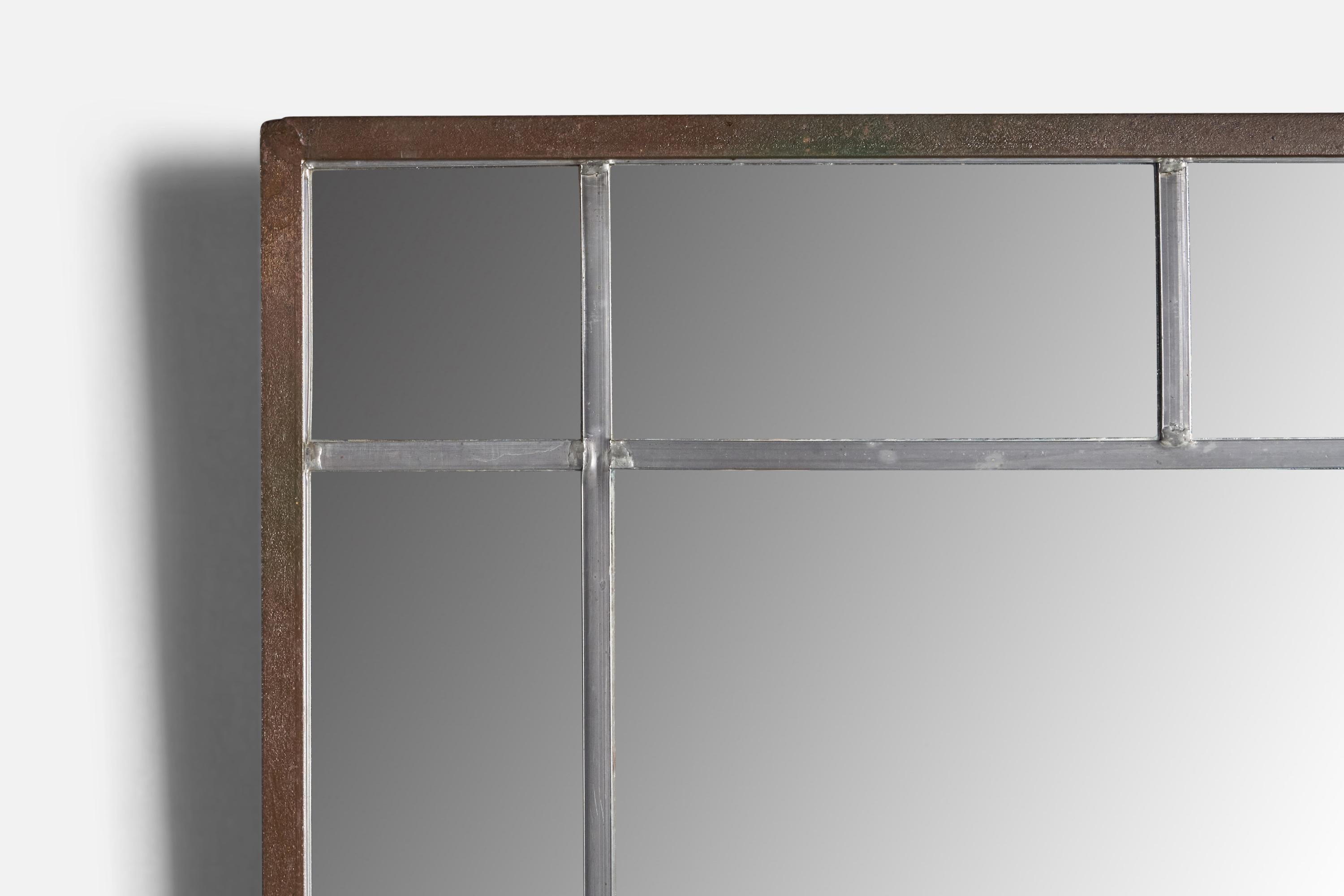 Scandinavian Modern Swedish Designer, Sizeable Wall Mirror, Copper, Pewter, Sweden, 1940s