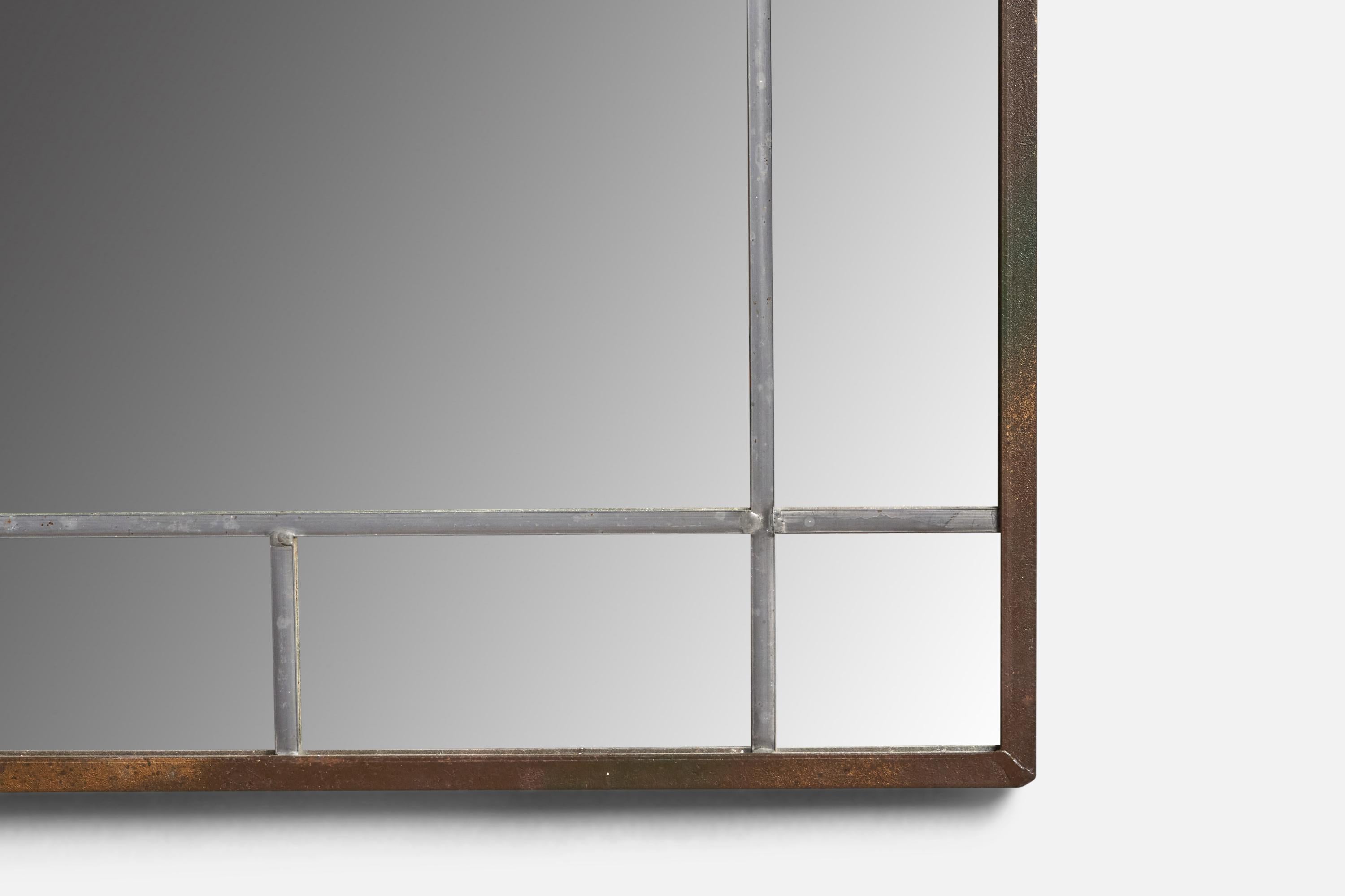 Swedish Designer, Sizeable Wall Mirror, Copper, Pewter, Sweden, 1940s In Good Condition For Sale In High Point, NC