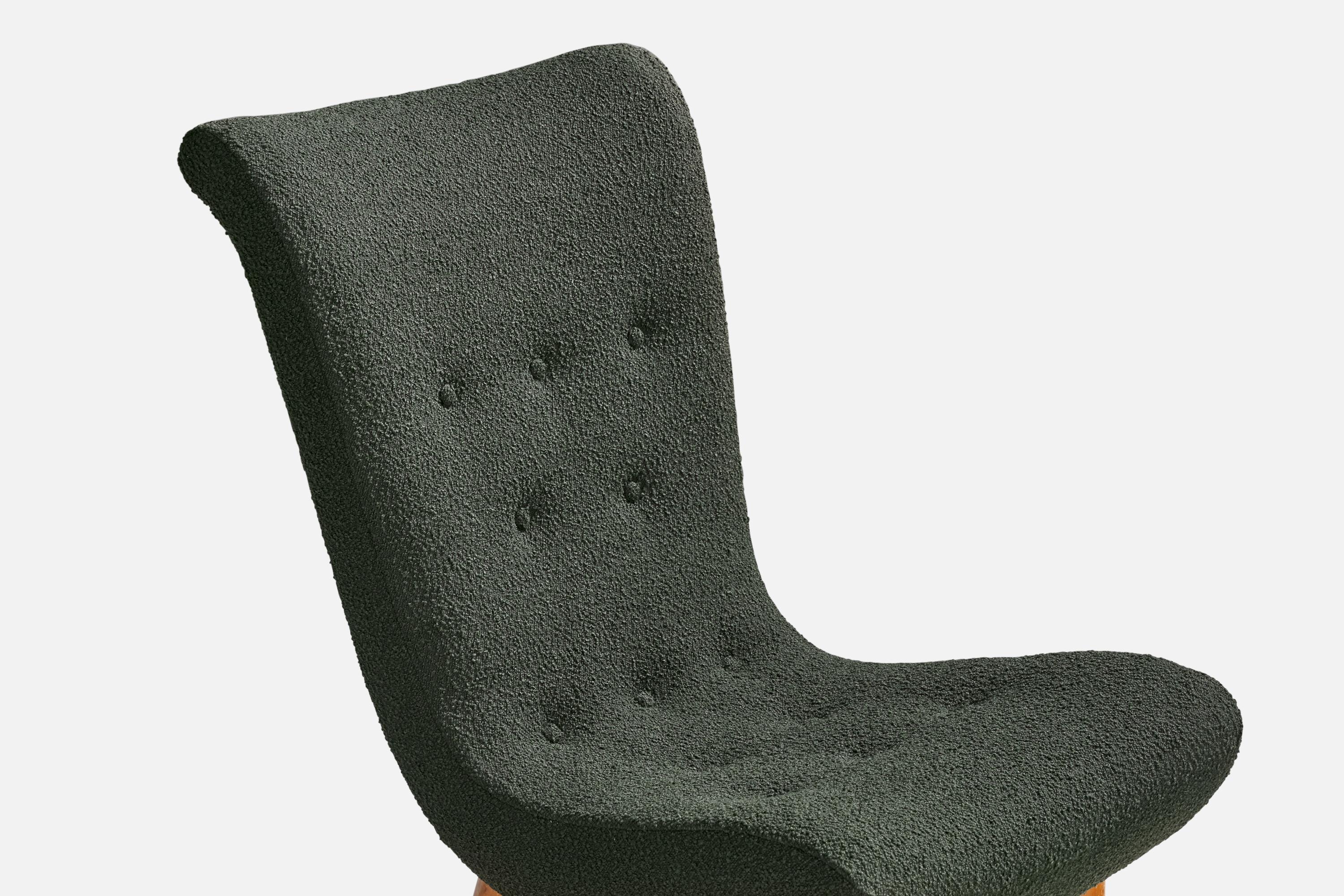 Swedish Designer, Slipper Chairs, Wood, Fabric, Sweden, 1950s For Sale 2