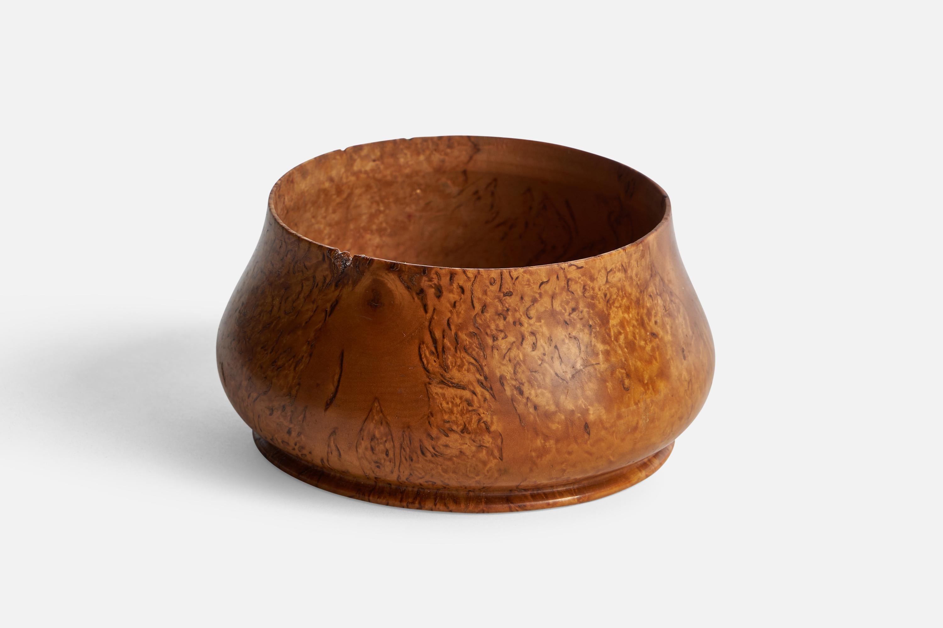 A small masur birch bowl designed and produced in Sweden, c. 1920s.