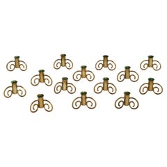 Swedish Designer, Small Candlesticks, Brass, Sweden, 1930s