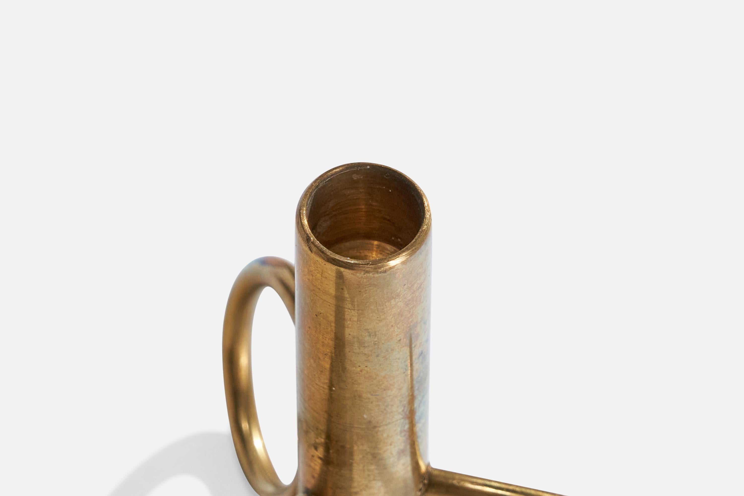 Swedish Designer, Small Candlesticks, Brass, Sweden, 1940s For Sale 1