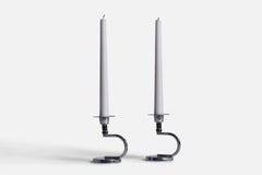 Swedish Designer, Small Candlesticks, Metal, Sweden, 1940s