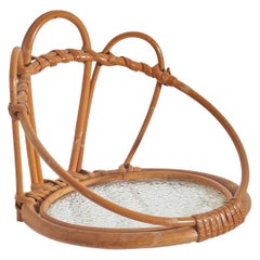Swedish Designer, Small Console or Shelf, Bamboo, Rattan, Glass, Sweden, 1960s
