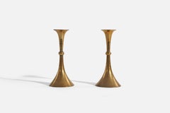 Swedish Designer, Candlesticks, Brass, Sweden, 1940s