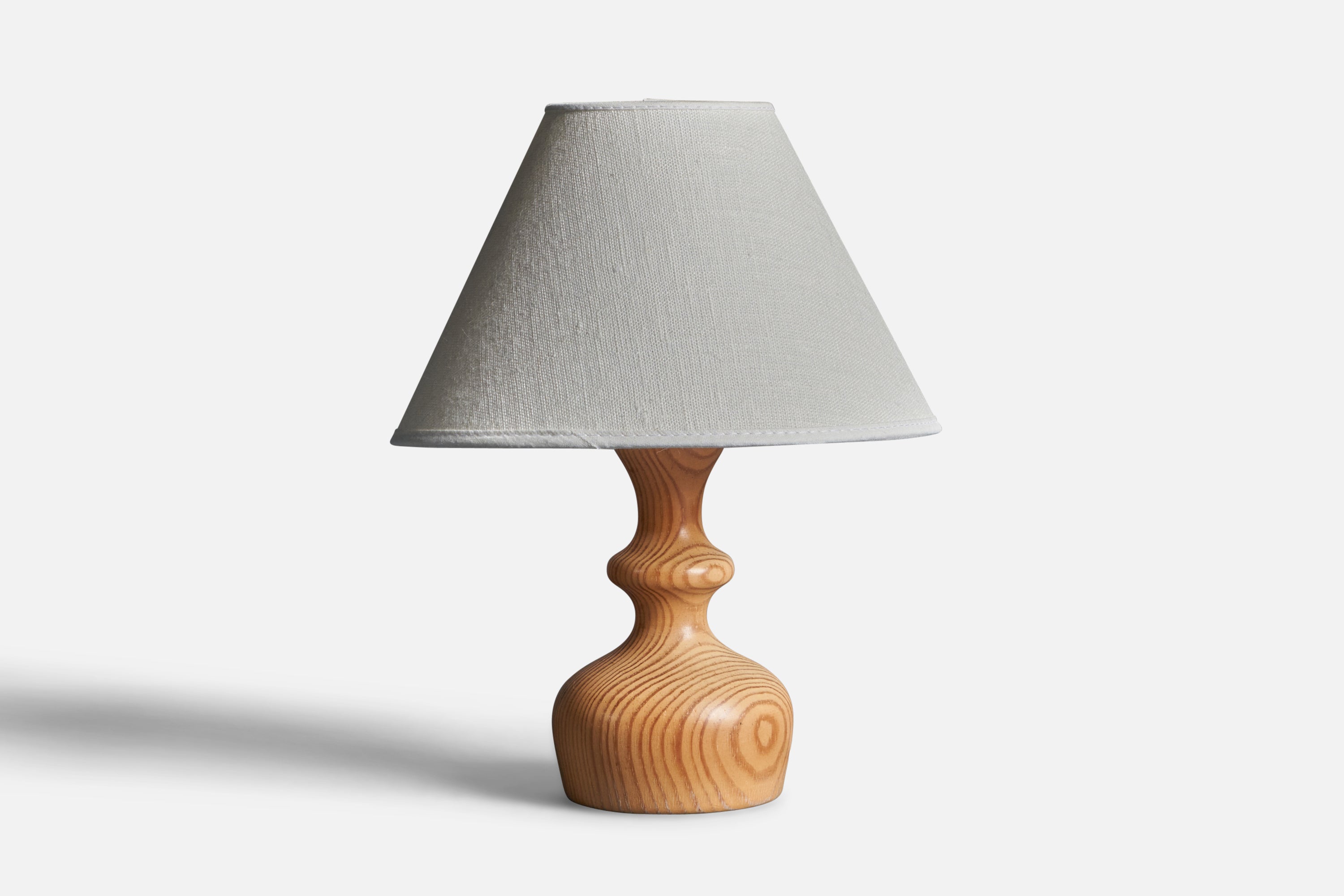 Swedish Designer, Small Organic Table Lamp, Solid Pine, Sweden, 1960s For Sale