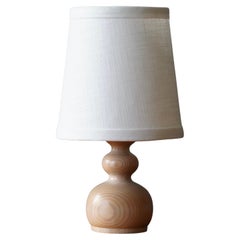 Swedish Designer, Small Organic Table Lamp, Solid Pine, Sweden, 1970s