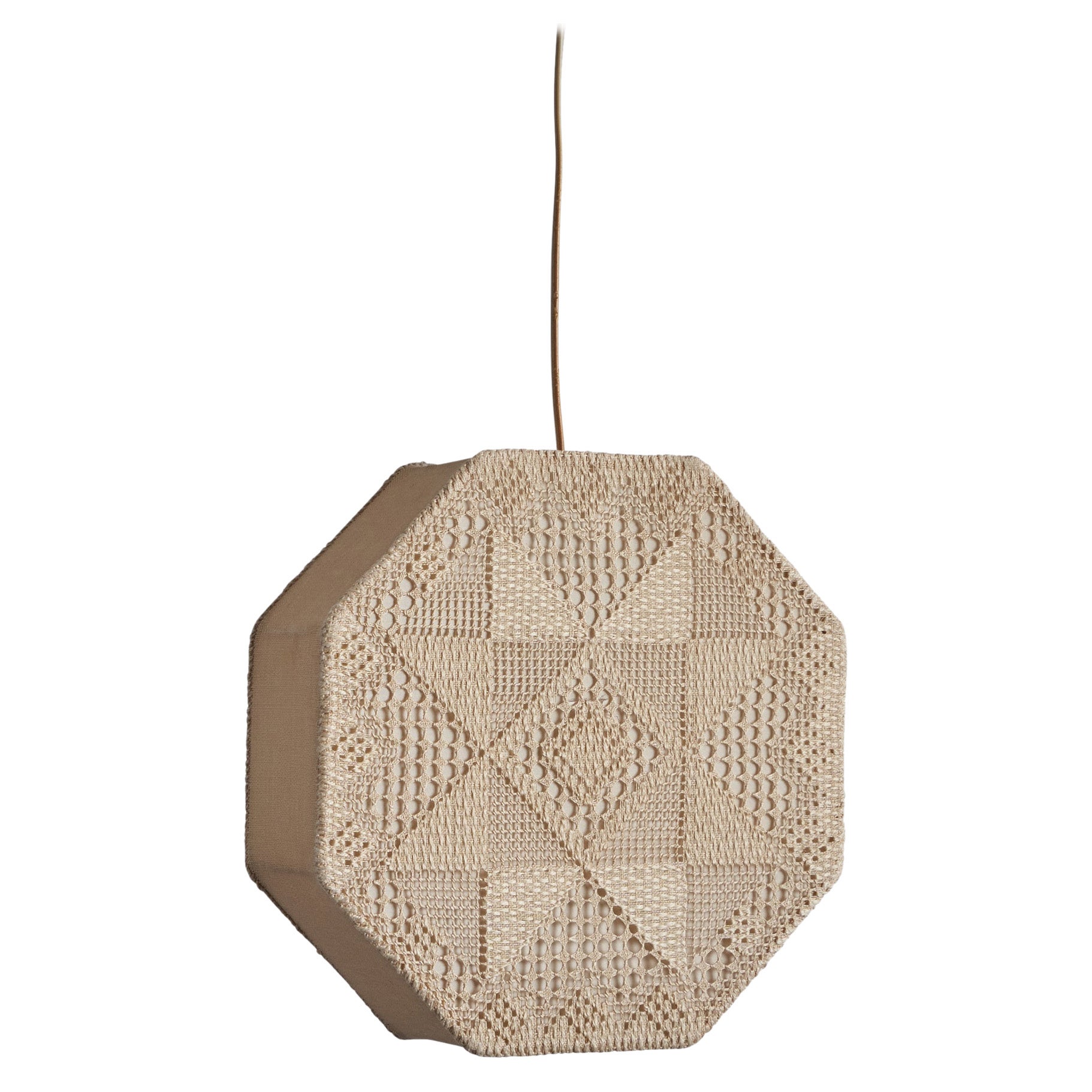 Designer svedese, piccola lampada a sospensione, tessuto da ricamo, Svezia, anni '40
