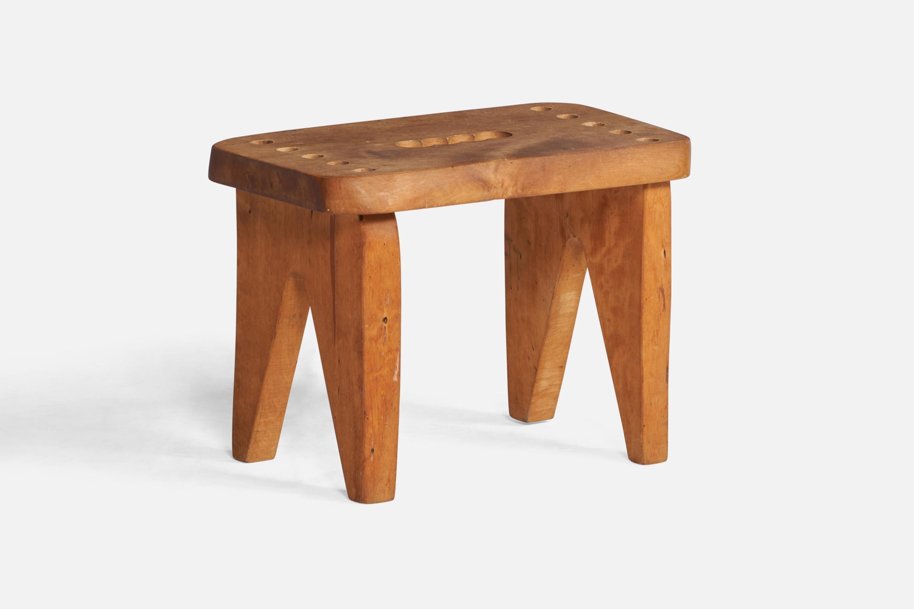 A small pine stool designed and produced in Sweden, c. 1950s.

seat height 10.8