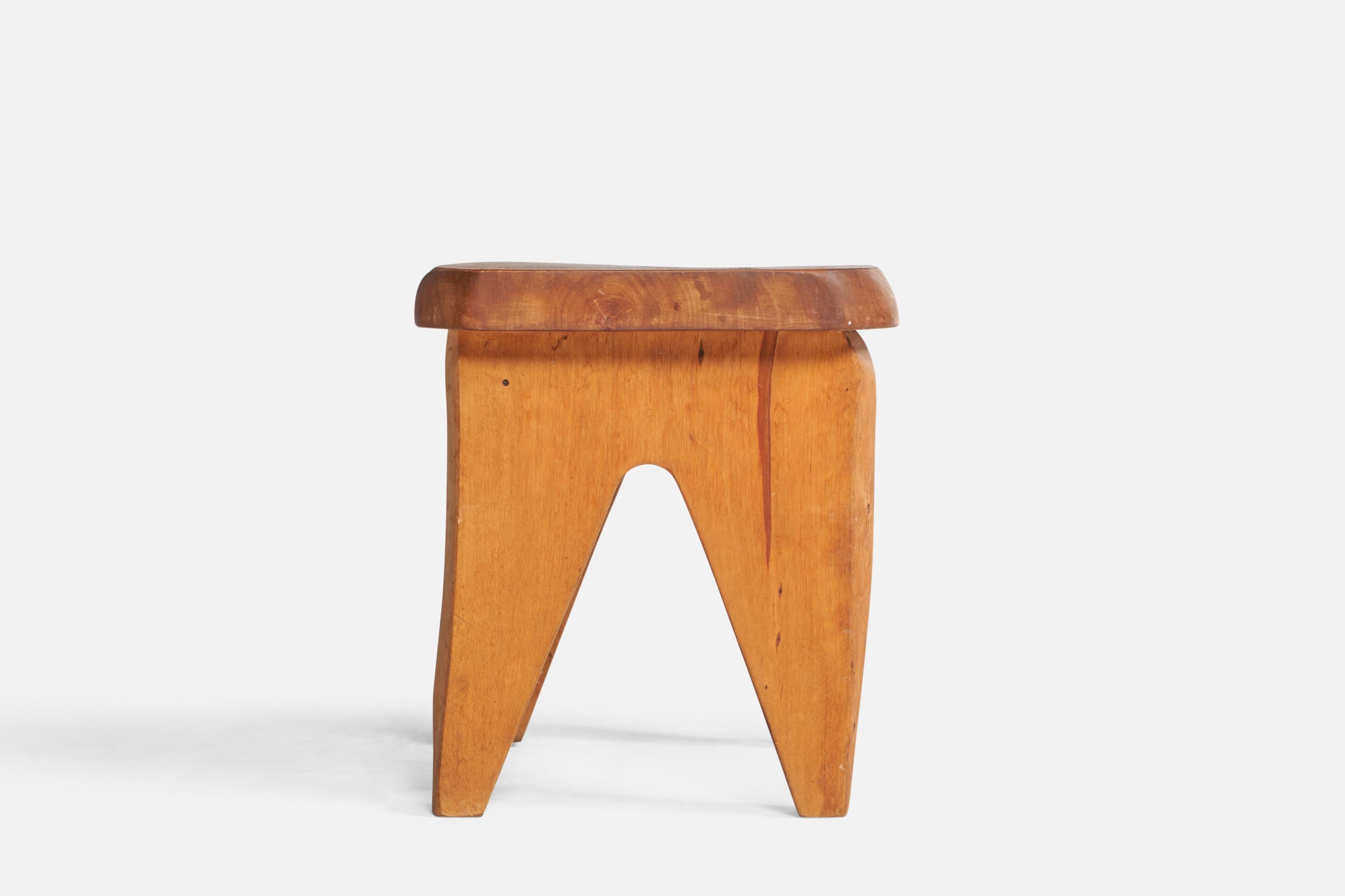 Swedish Designer, Small Stool, Pine, Sweden, 1950s For Sale 2