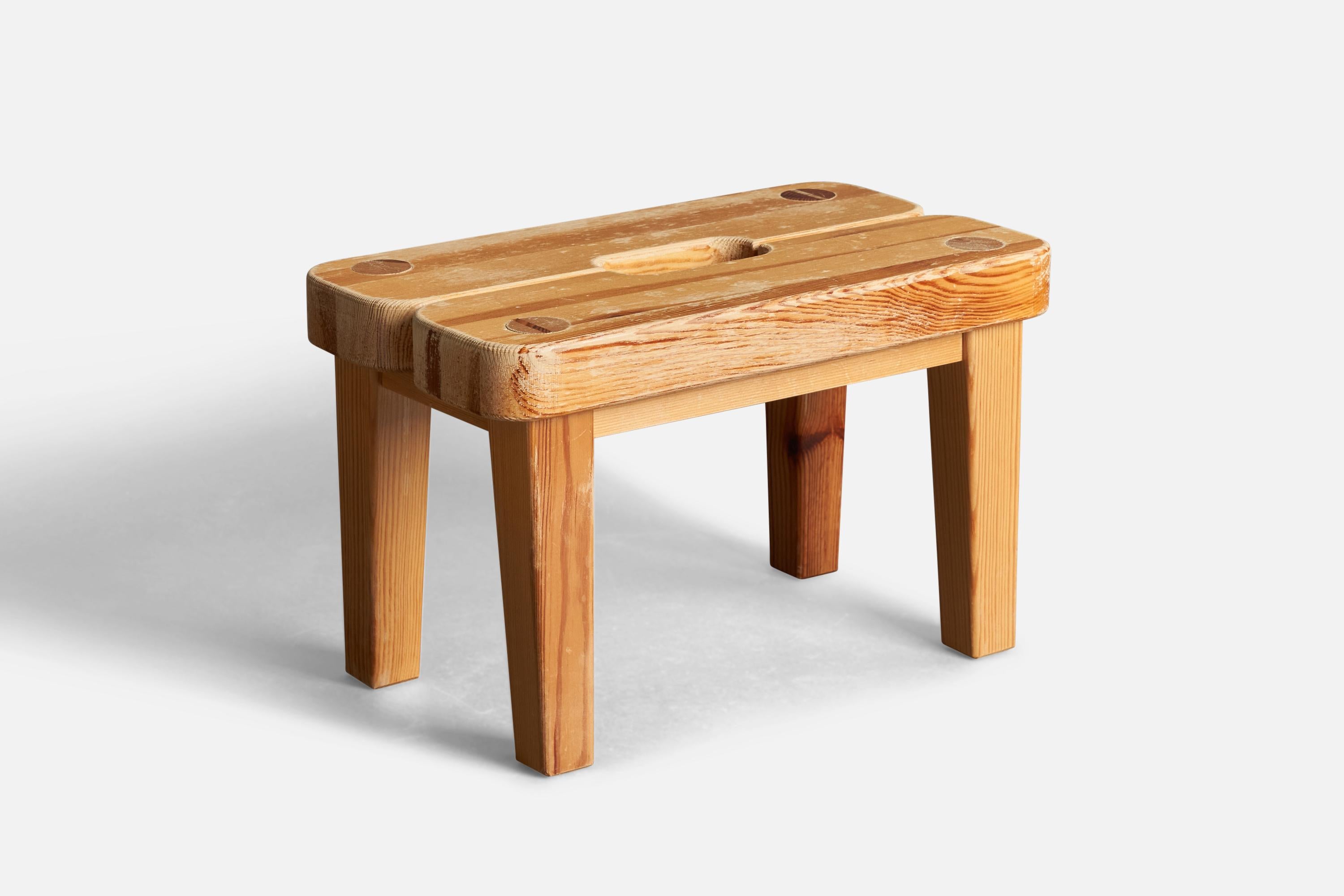 A small pine stool designed and produced by a Swedish Designer, Sweden, 1960s.
