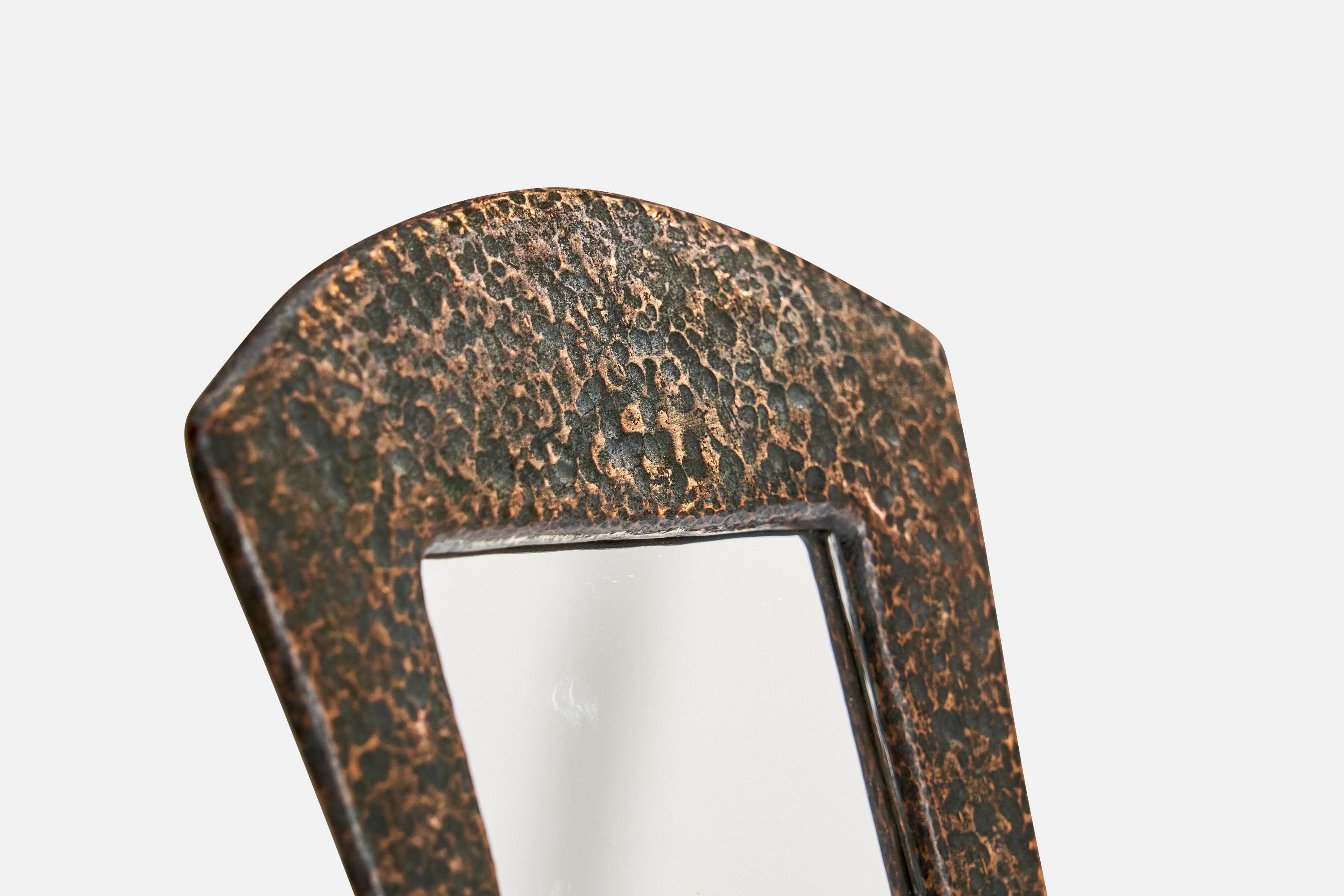 Swedish Designer, Small Table Mirror, Copper, Sweden, 1920s For Sale 3
