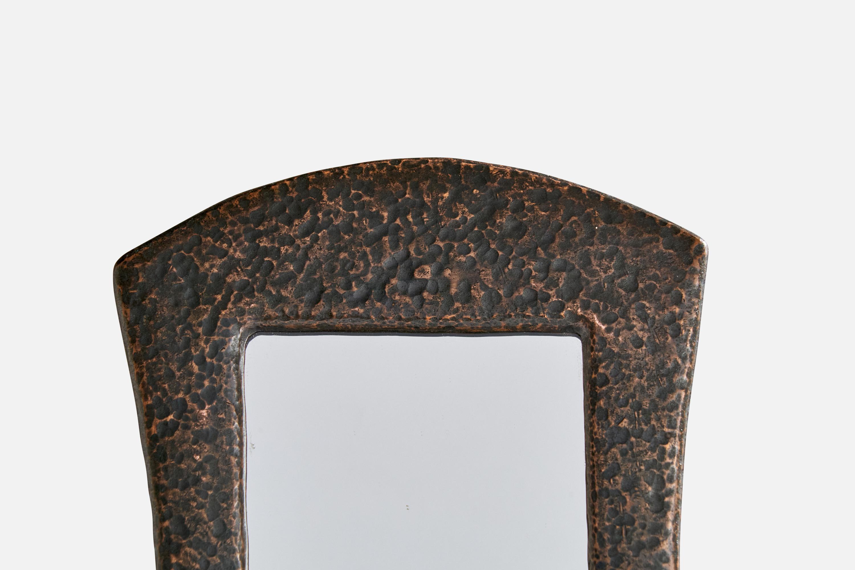 Swedish Designer, Small Table Mirror, Copper, Sweden, 1920s For Sale 4