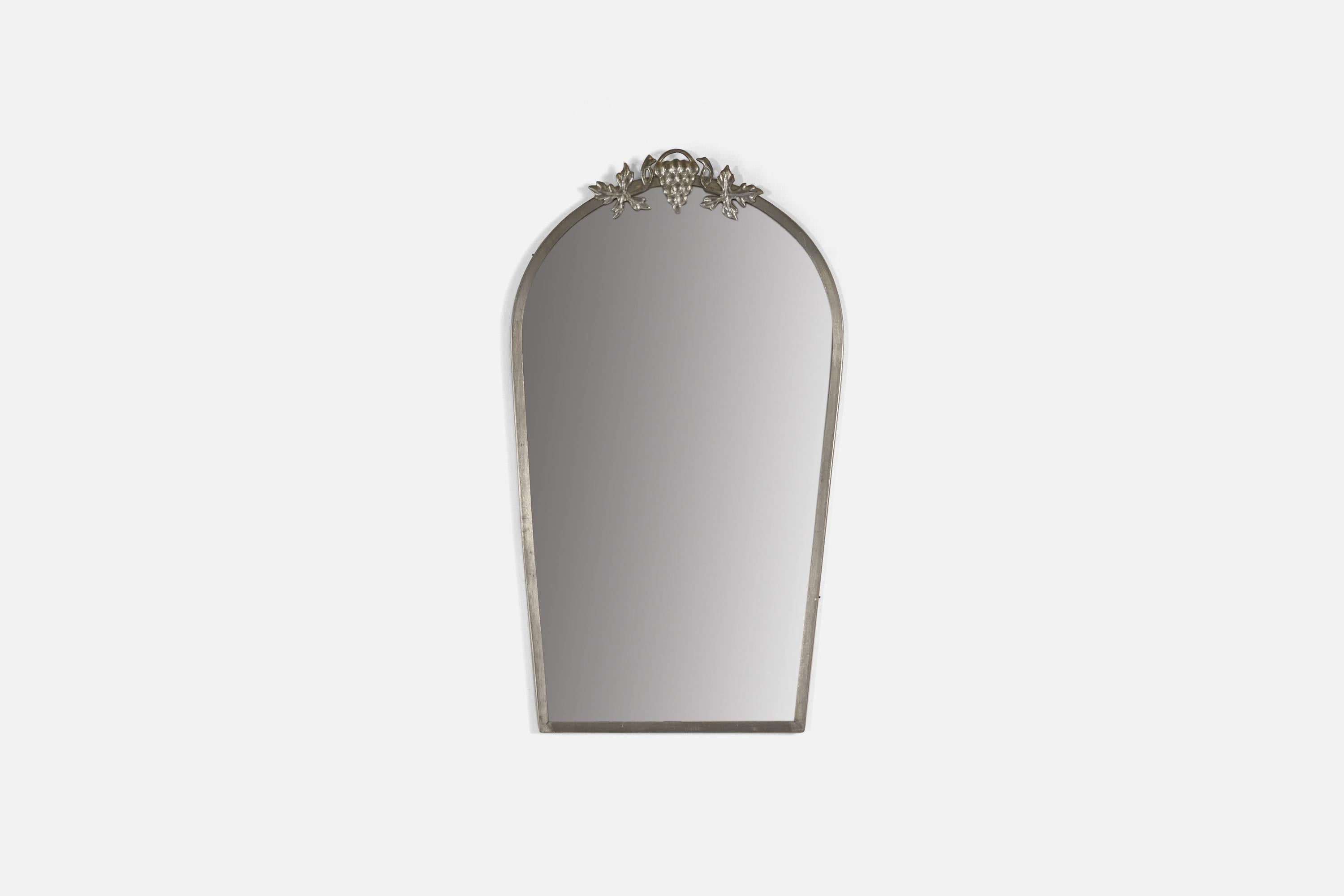 A pewter wall mirror designed and produced in Sweden, 1930s. 
