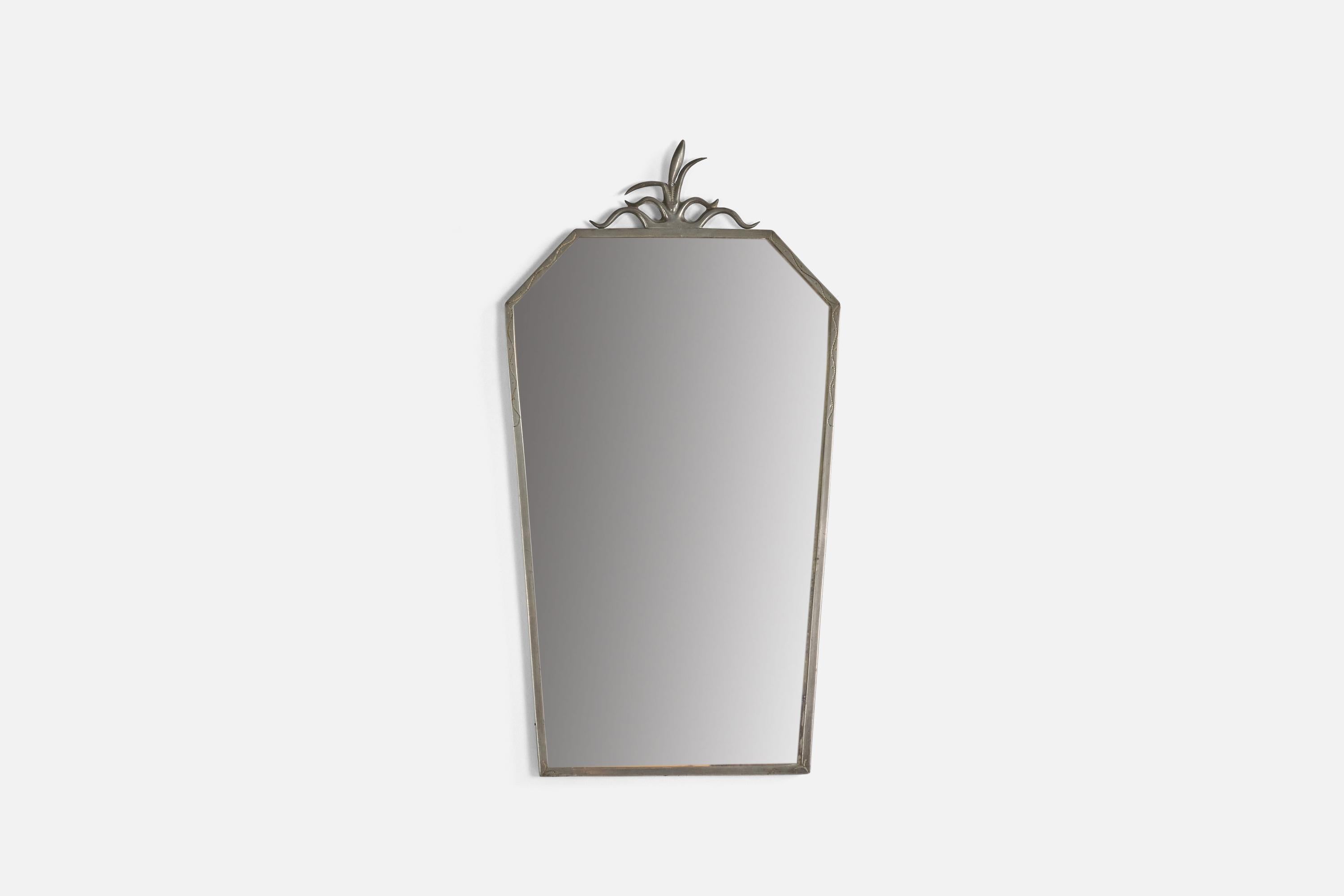 A small pewter wall mirror designed and produced in Sweden, 1930s. 