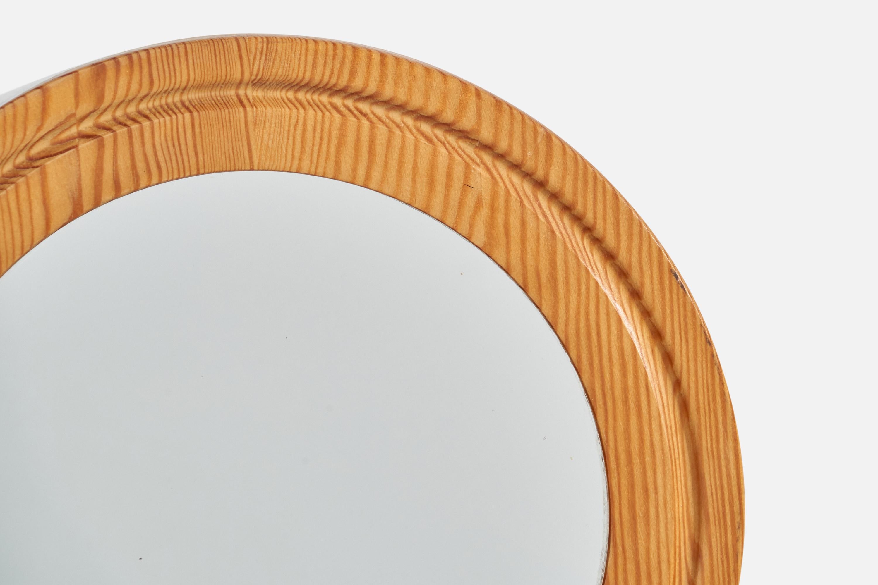 Late 20th Century Swedish Designer, Small Wall Mirror, Pine, Sweden, 1970s For Sale