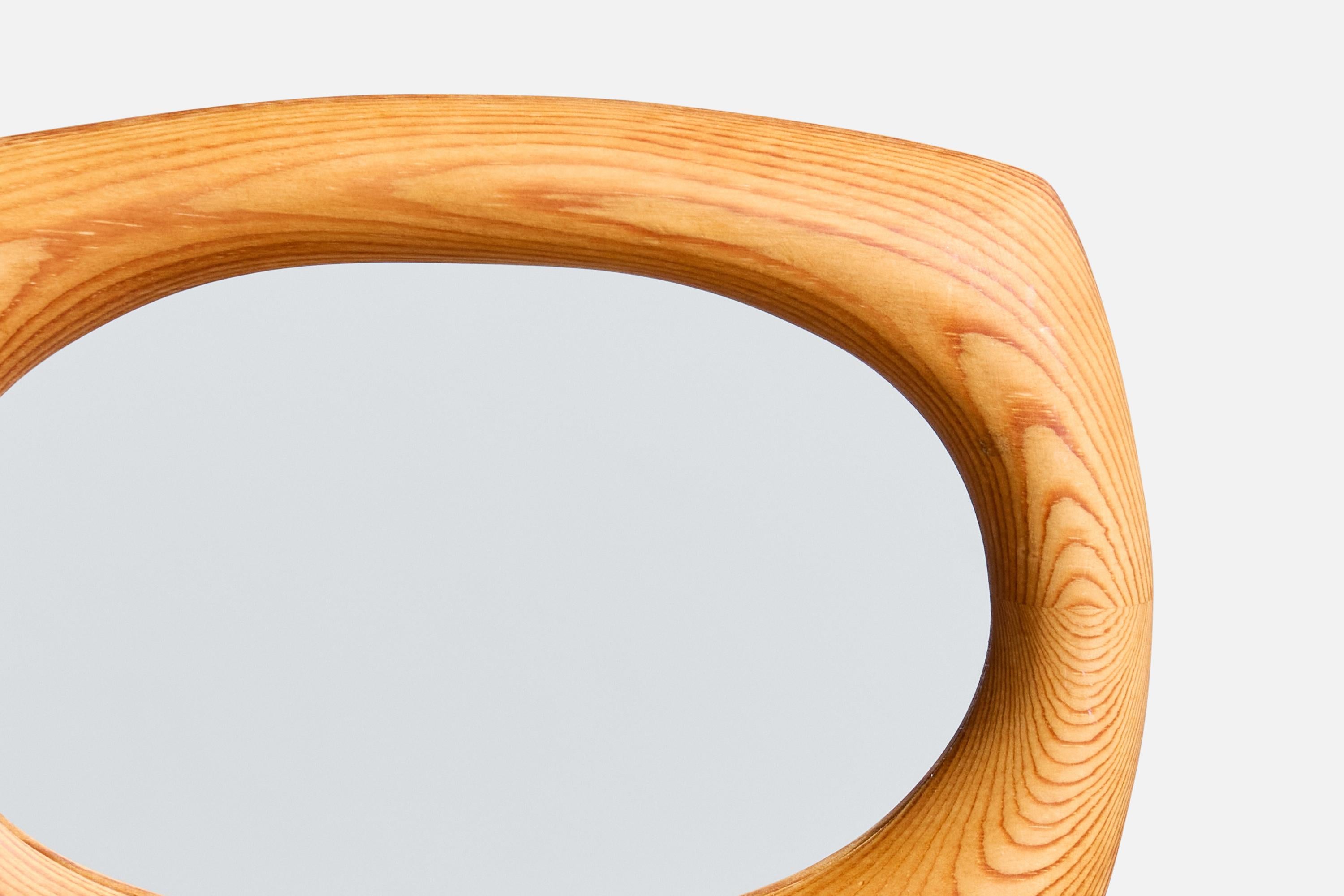 Late 20th Century Swedish Designer, Small Wall Mirror, Pine, Sweden, 1970s For Sale